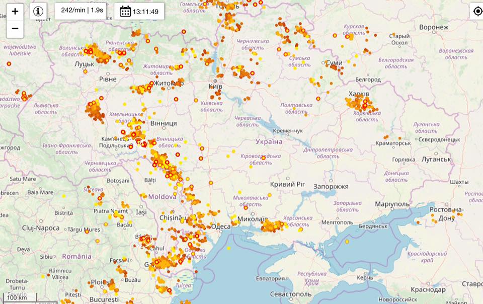 Гром и молния по всей Украине: синоптик опубликовала карту гроз. Новости Днепра