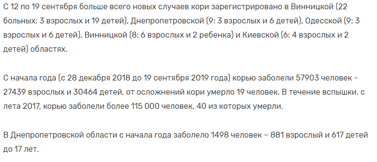 Днепропетровская область вторая в списке заболеваемости корью. Новости Днепра