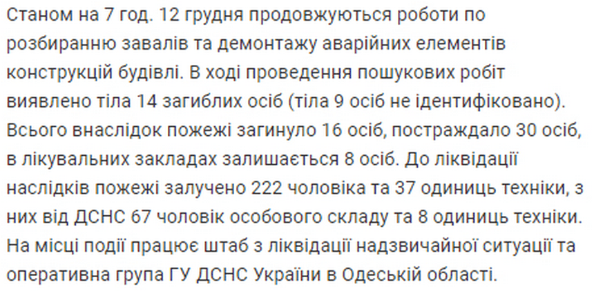 Найдены тела всех погибших в пожаре в одесском колледже