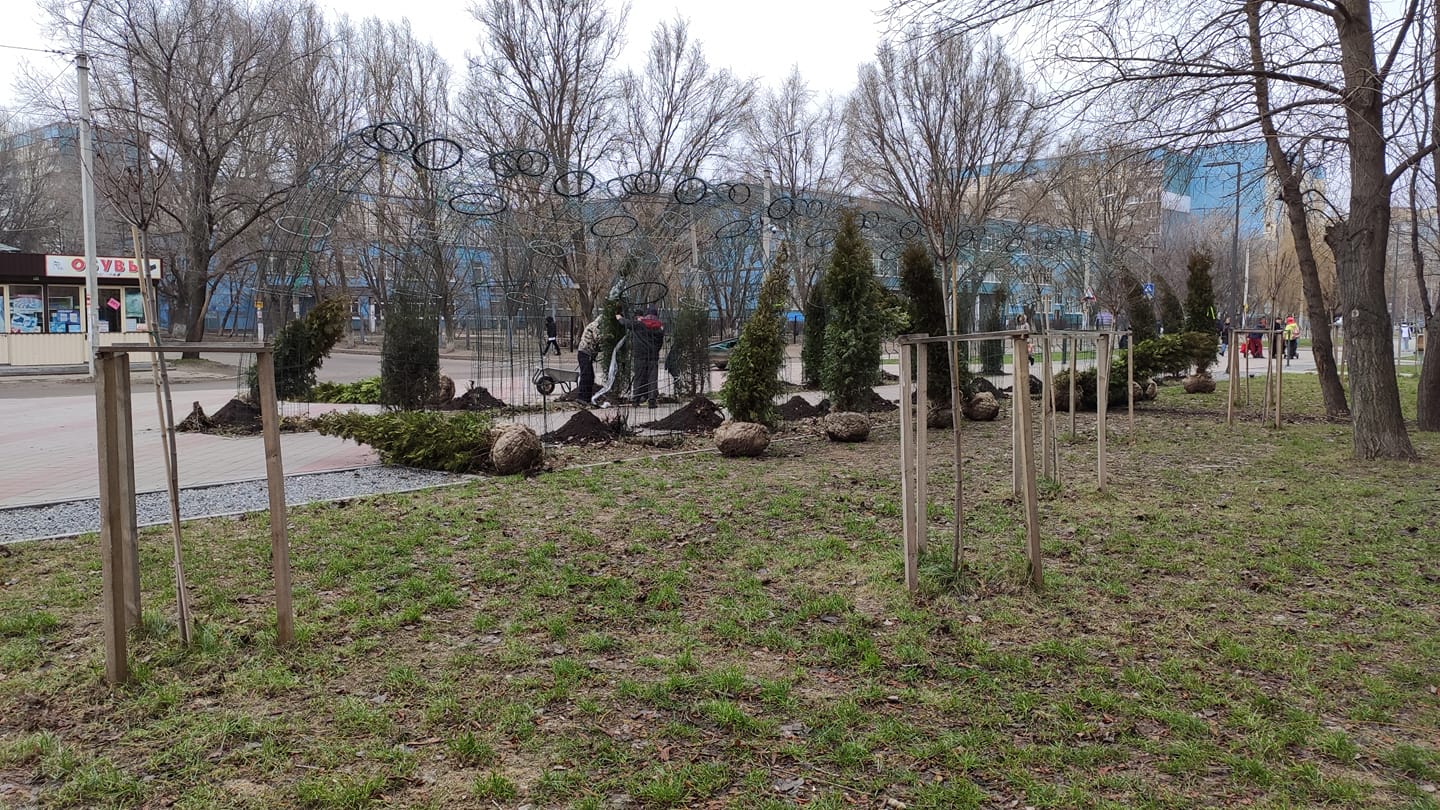 В Днепре в сквере на ж/м Парус обновили арку из туй. Новости Днепра