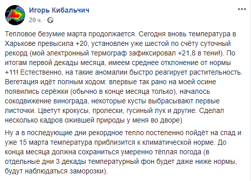 Тепловое безумие марта закончилось: во второй половине месяца обещают морозы