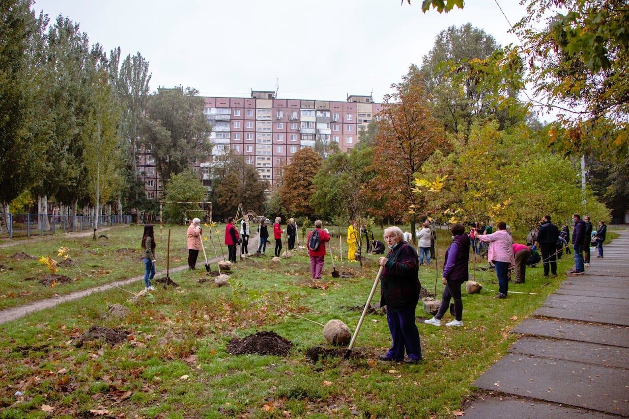 Дніпро-квітучий: на житлових масивах Покровський та Червоний камінь висадили 70 молодих дерев