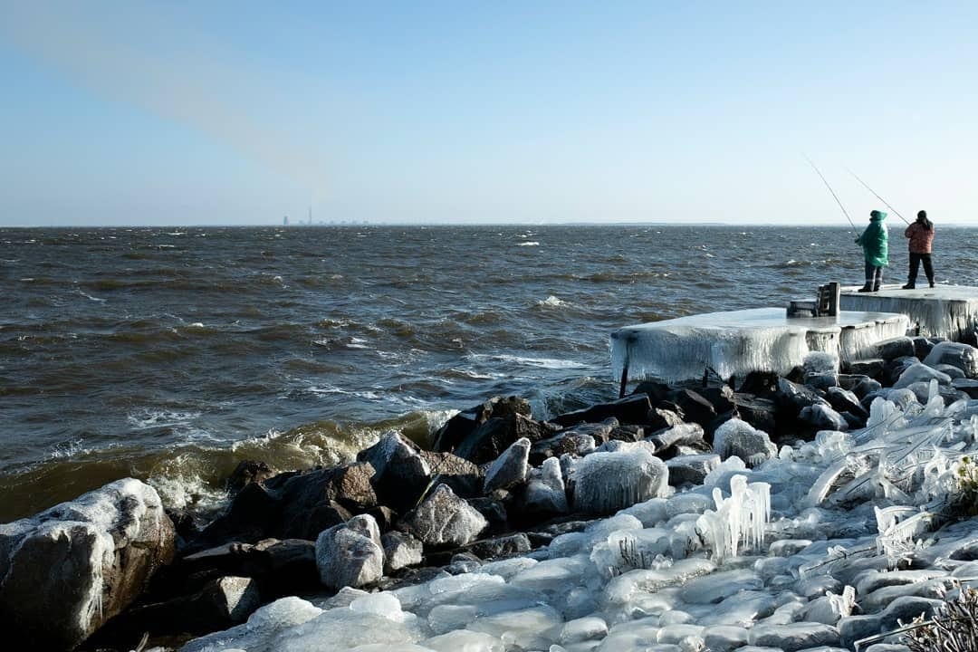 Ледяное королевство: невероятное явление природы на Каховском водохранилище (Фото)