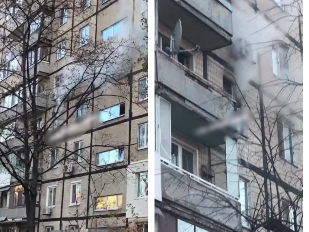 В Днепре на проспекте Героев загорелась квартира (Видео)