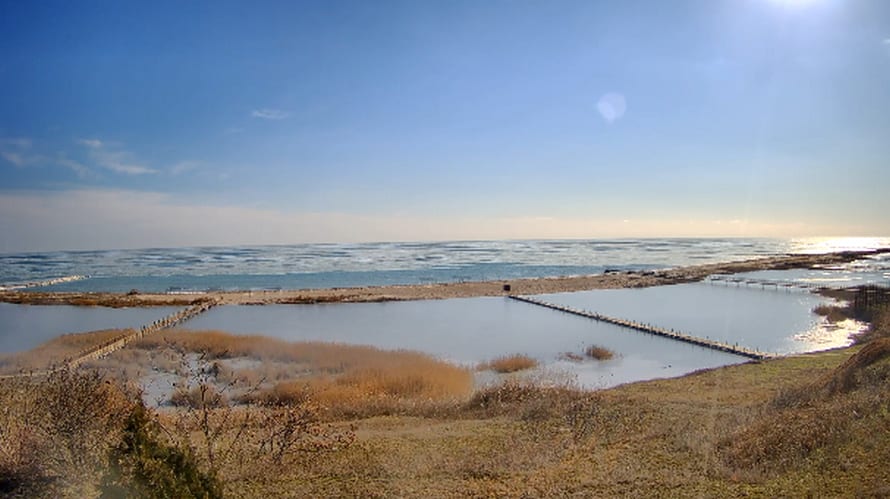 Азовское море замерзло: лед сковал километры побережья (Фото)