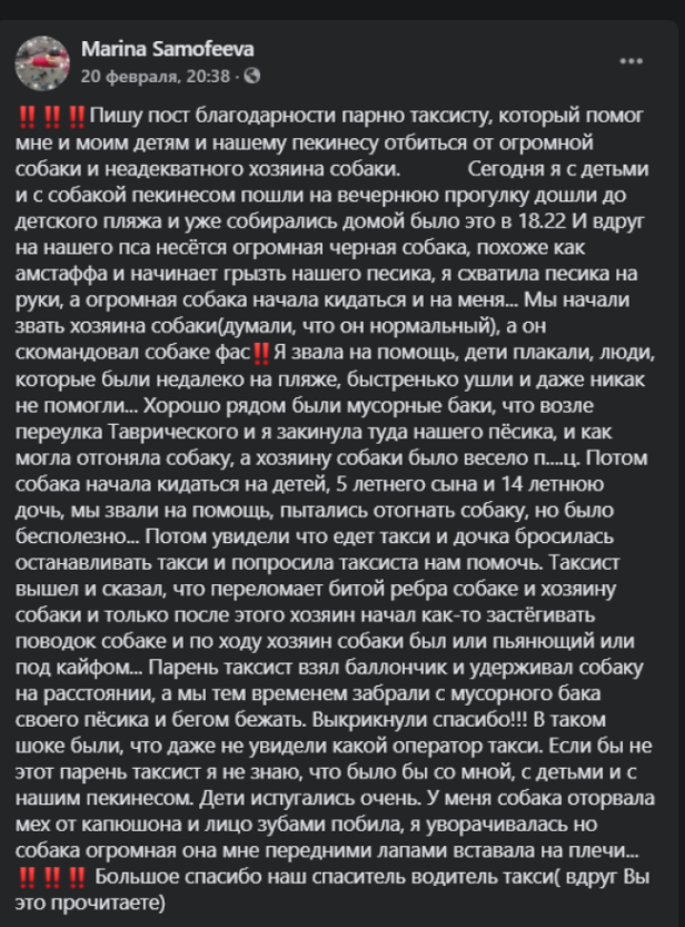 Под Днепр таксист спас маму с детьми, которых едва не разорвал бойцовский пес