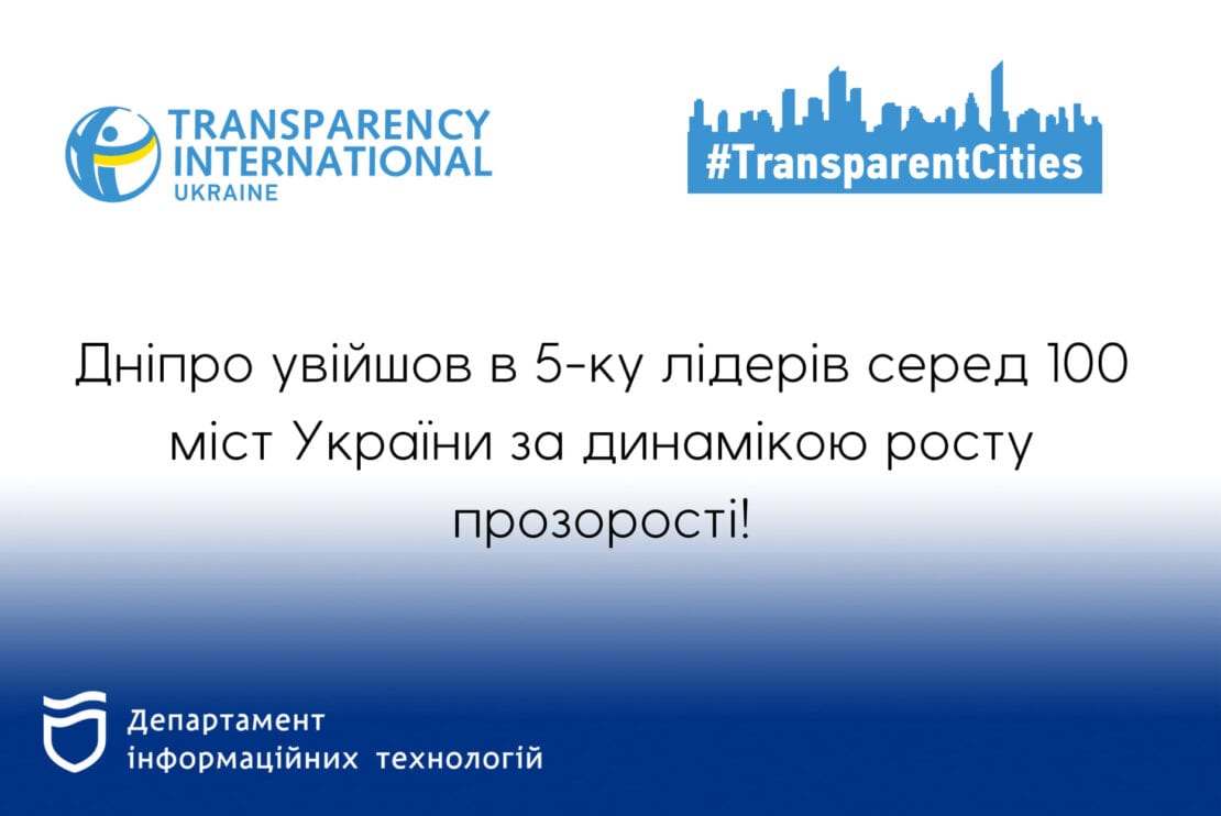 Вошел в 5-ку лидеров рейтинга «Transparent cities» – новости Днепра
