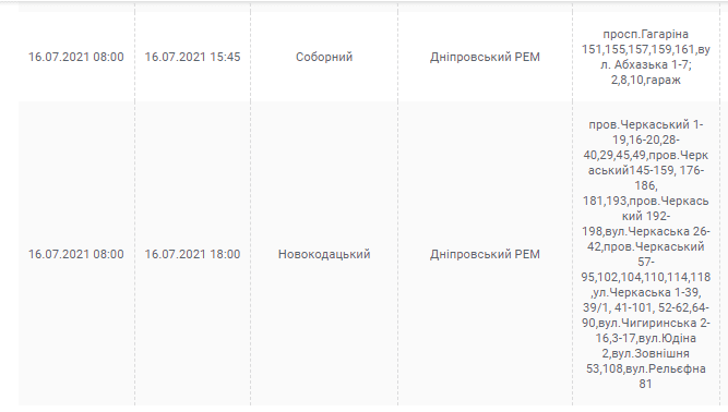 Отключение света 16 июля 2021: проверь свой адрес - новости Днепра