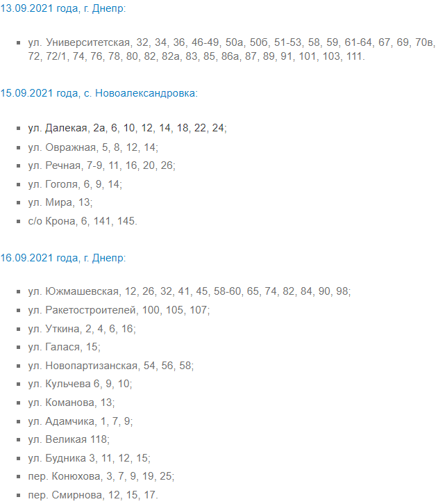 Отключение газа 13, 15 и 16 сентября - новости Днепра