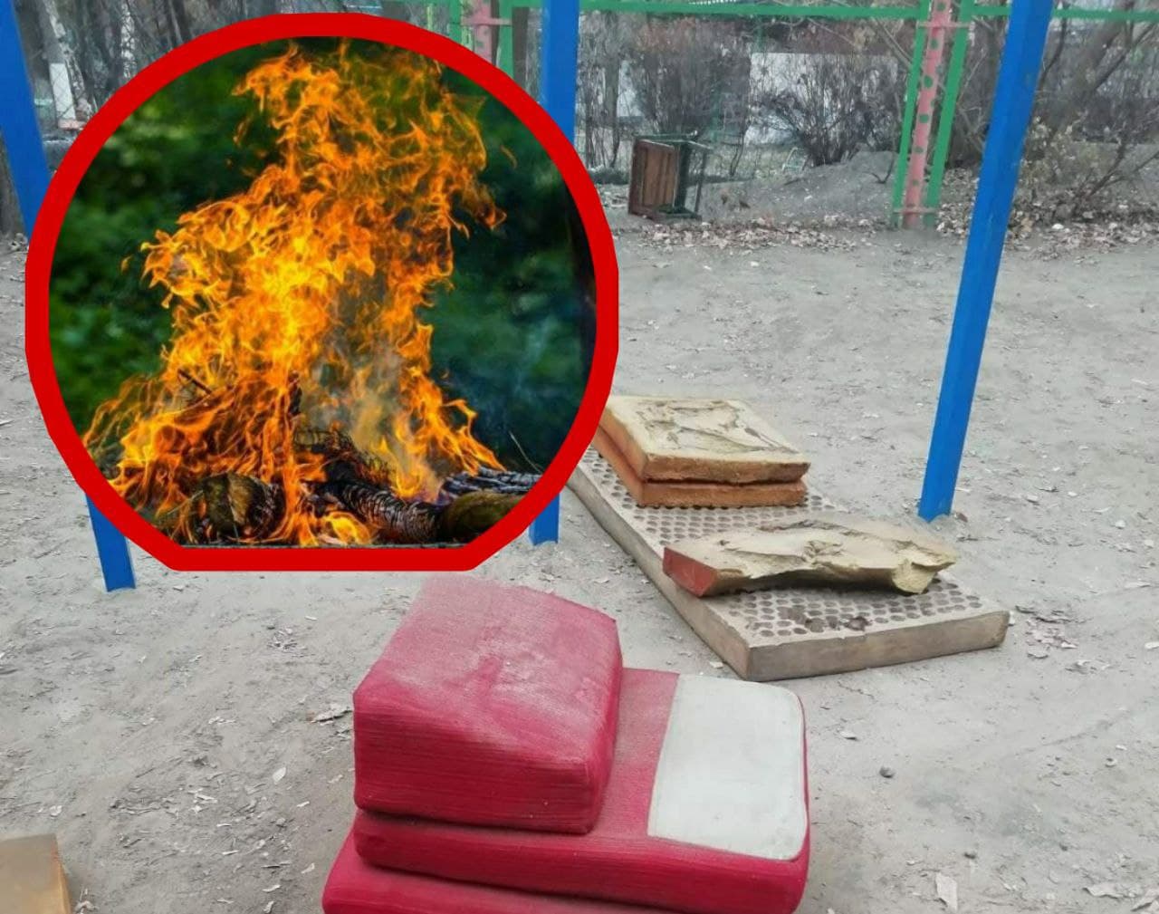 Жильцы убрали и сожгли старые матрасы - новости Днепра