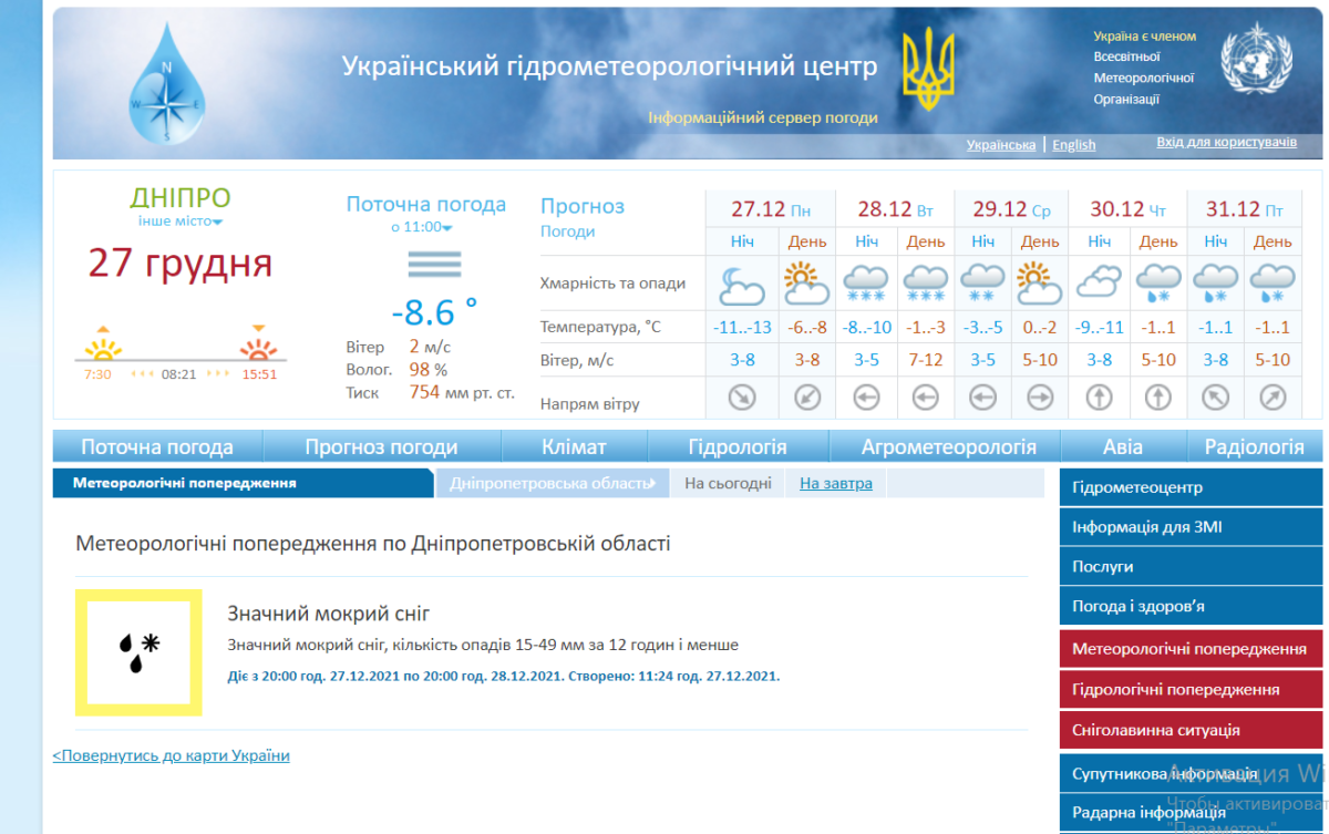 Погода в Днепре на 28 декабря 2021 - новости Днепра