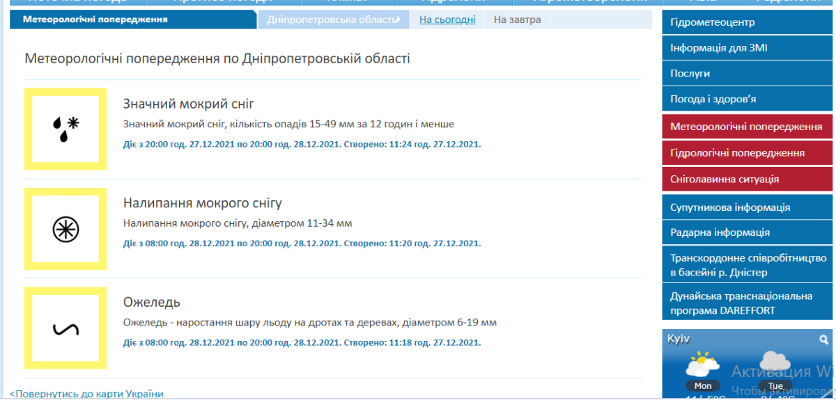 Погода в Днепре на 28 декабря 2021 - новости Днепра