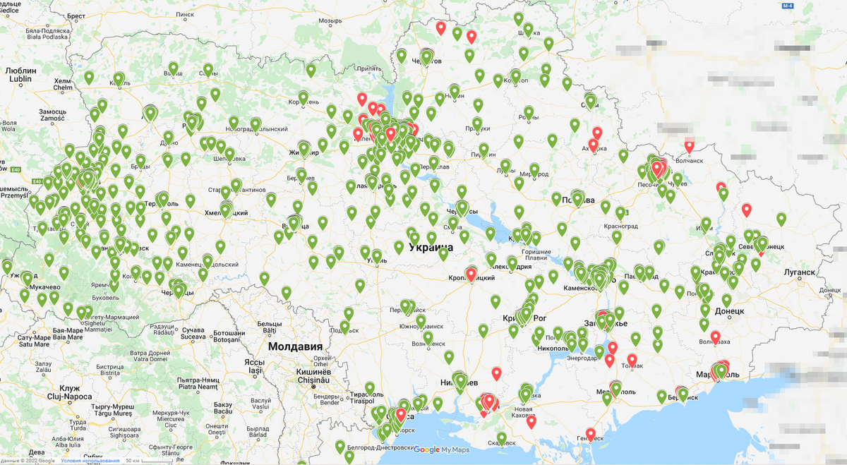 В Украине создали карту работающих супермаркетов