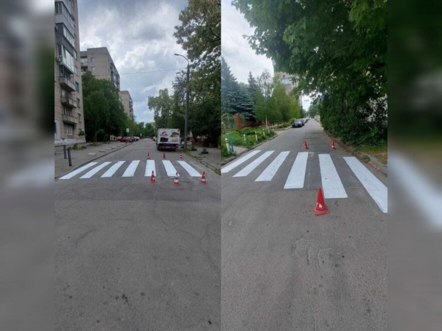 У Дніпрі на перехрестях вулиці Донцова оновили розмітку