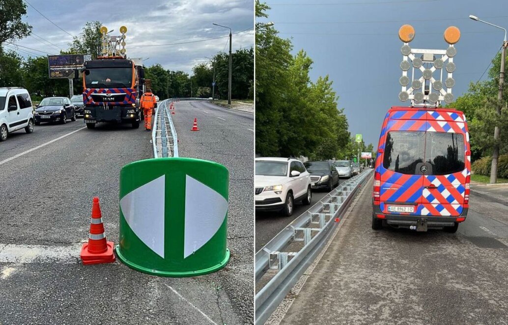 Для безпеки дорожнього руху: у Дніпрі на вул. Космічній встановили колесовідбійний брус