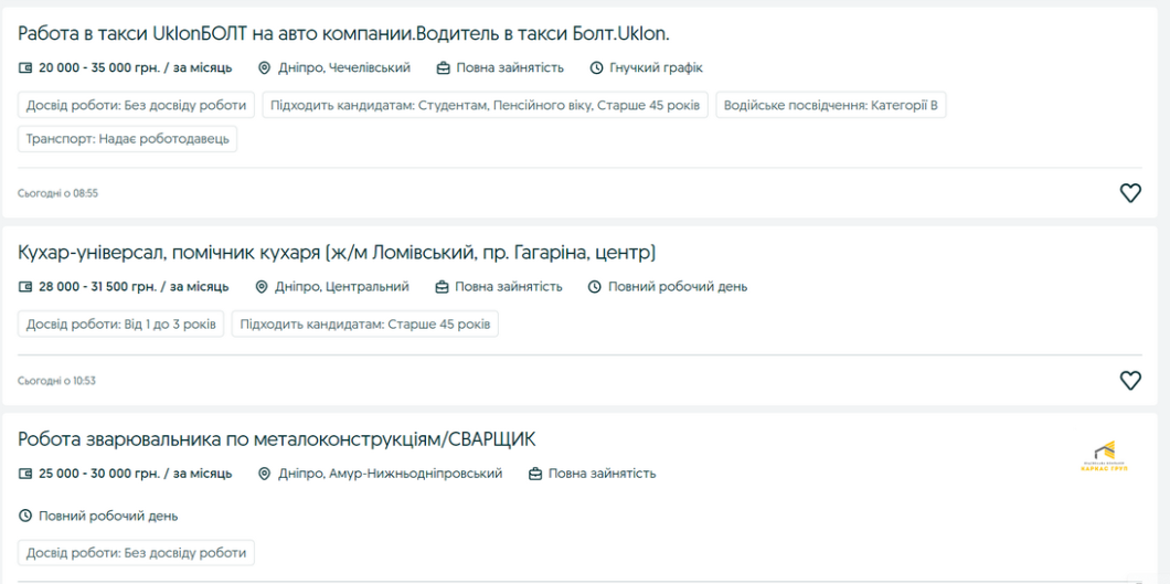 40 тис. грн і вище: які вакансії є у Дніпрі для людей 45+