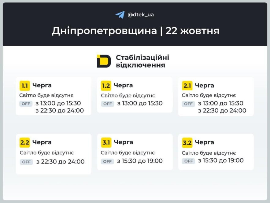 Графіки відключень у Дніпрі - як знайти свою чергу і групу