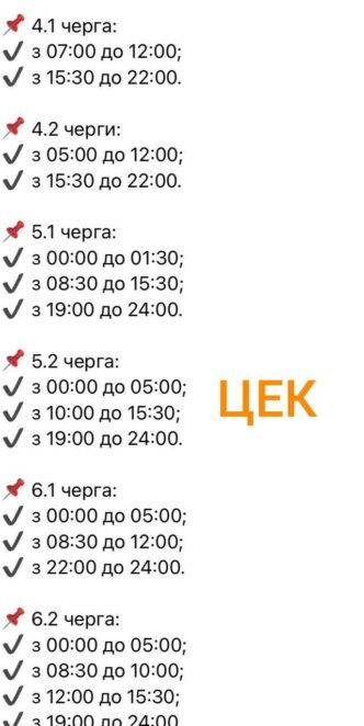 Графіки відключення світла у Дніпрі 17 грудня