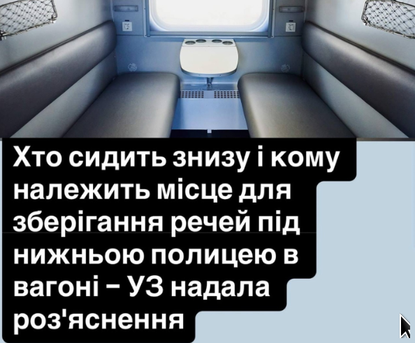 Хто на які місця має право: «Укрзалізниця» роз’яснила правила користування верхніми та нижніми полицями