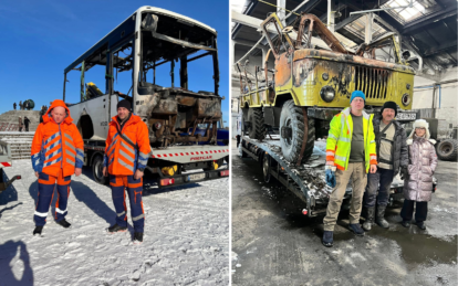 В Днепре прошла выставка автомобилей, которые были повреждены в результате вражеских атак