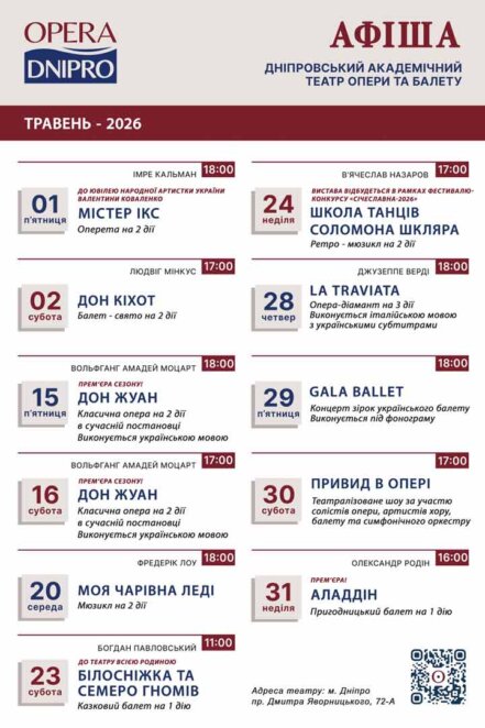 Куди піти у Дніпрі у травні 2026: афіша заходів