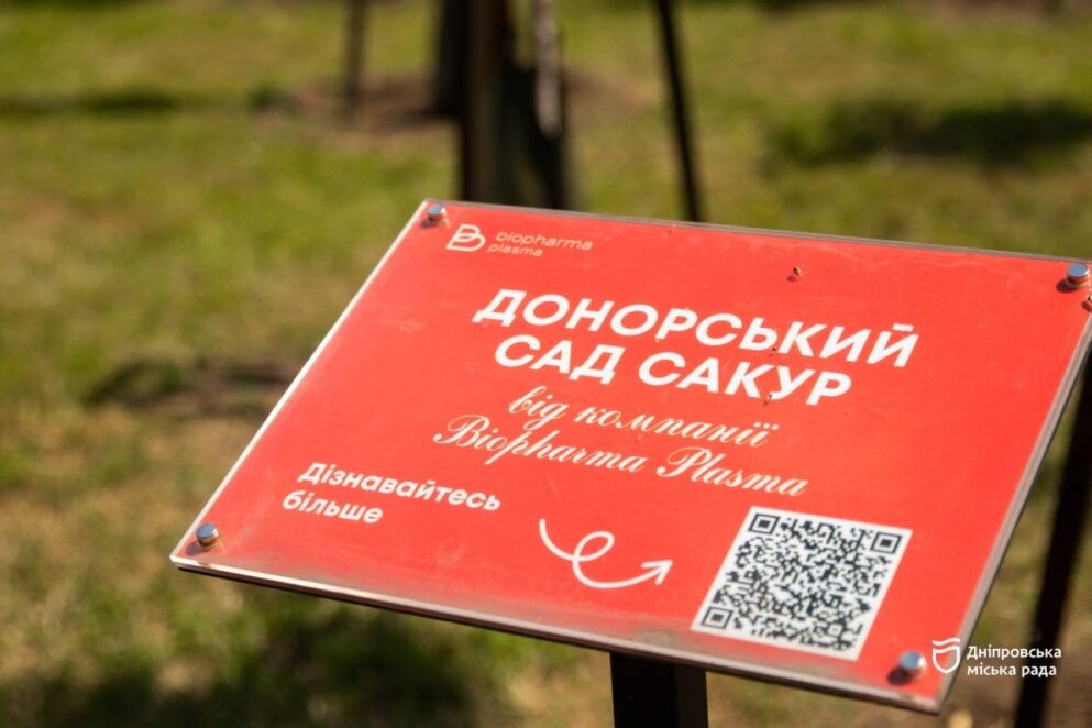 ОФІЦІЙНО                У Дніпрі в парку Шевченка на молодих сакурах встановили 25 спеціальних мішків для поливу