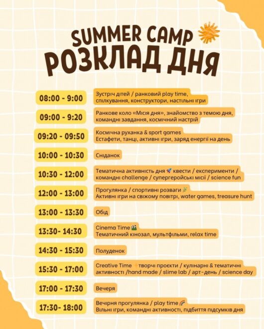 ЕКСКЛЮЗИВ
                                Літні денні табори у Дніпрі 2026: де дитині провести канікули з користю та новими враженнями