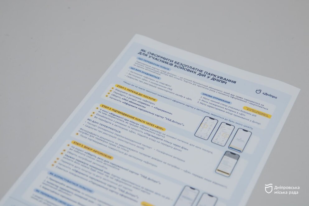 У Дніпрі паркування буде безкоштовним для учасників бойових дій та людей з інвалідністю внаслідок війни
